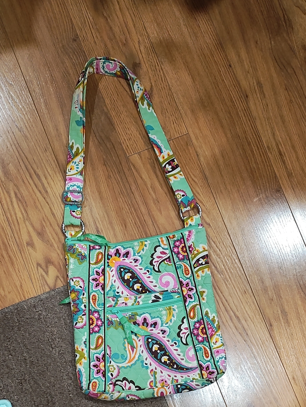 Vera Bradley Mint Green Paisley Quilted Crossbody Bag